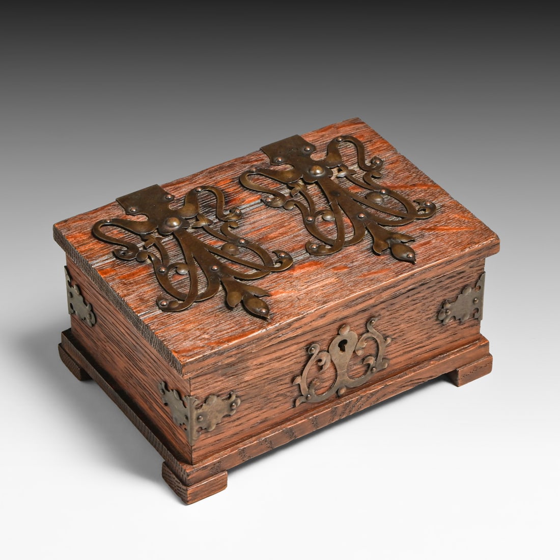 Arts & Crafts Oak Desktop Humidor Caddy – Removable Brass Mesh Liner c1900 (1 of 6)