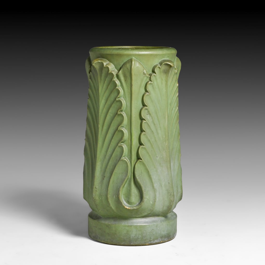 Monumental Rookwood Architectural Faience Matte Green Floor Vase 1907: Monumental Rookwood Architectural Faience Matte Green Floor Vase 1907. Signed. Invisible professional restoration to several flakes to the high raised decoration. 26"h x 15"d FREE NATIONWIDE SHIPPING 