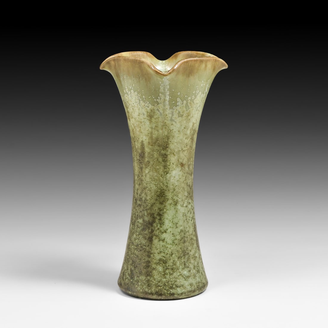 Fulper Pottery Trumpet-Form Leopardskin Vase c1910: Fulper Pottery Trumpet-Form Leopardskin Vase c1910. Signed. Perfect condition. 10.75"h x 5"d FREE NATIONWIDE SHIPPING Free Nationwide Shipping within the lower 48 states for all purchases at our