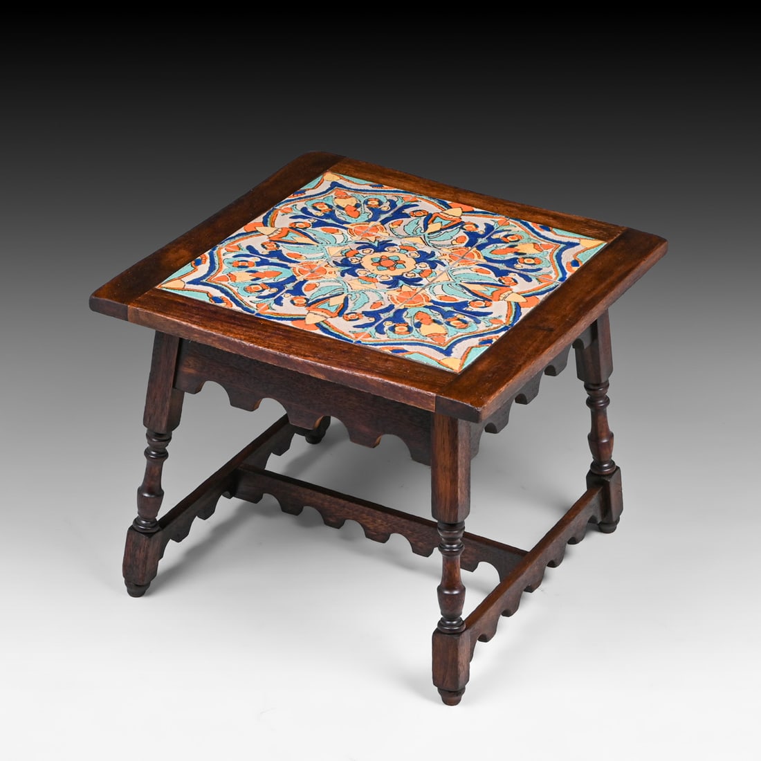 Tudor Tile Co - Los Angeles Hispano-Moresque Floral Tile-Top Table c1930s (1 of 4)