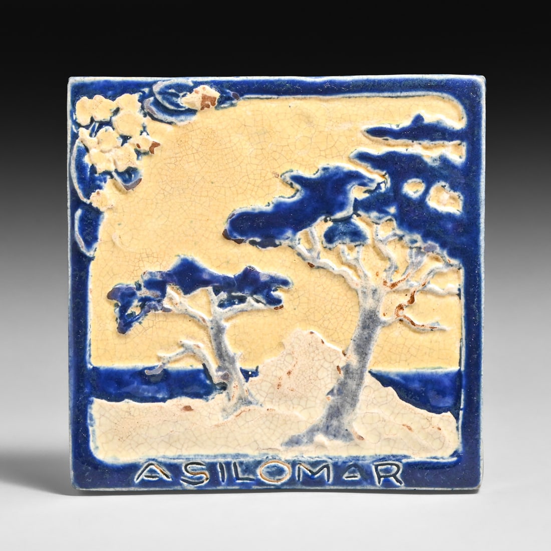 Walrich Pottery - Berkeley "Asilomar" Tile c1920s: Walrich Pottery - Berkeley "Asilomar" Tile c1920s. Signed. Several glaze skips, otherwise perfect condition. Asilomar Conference Grounds in Pacific Grove, California. The conference grounds are