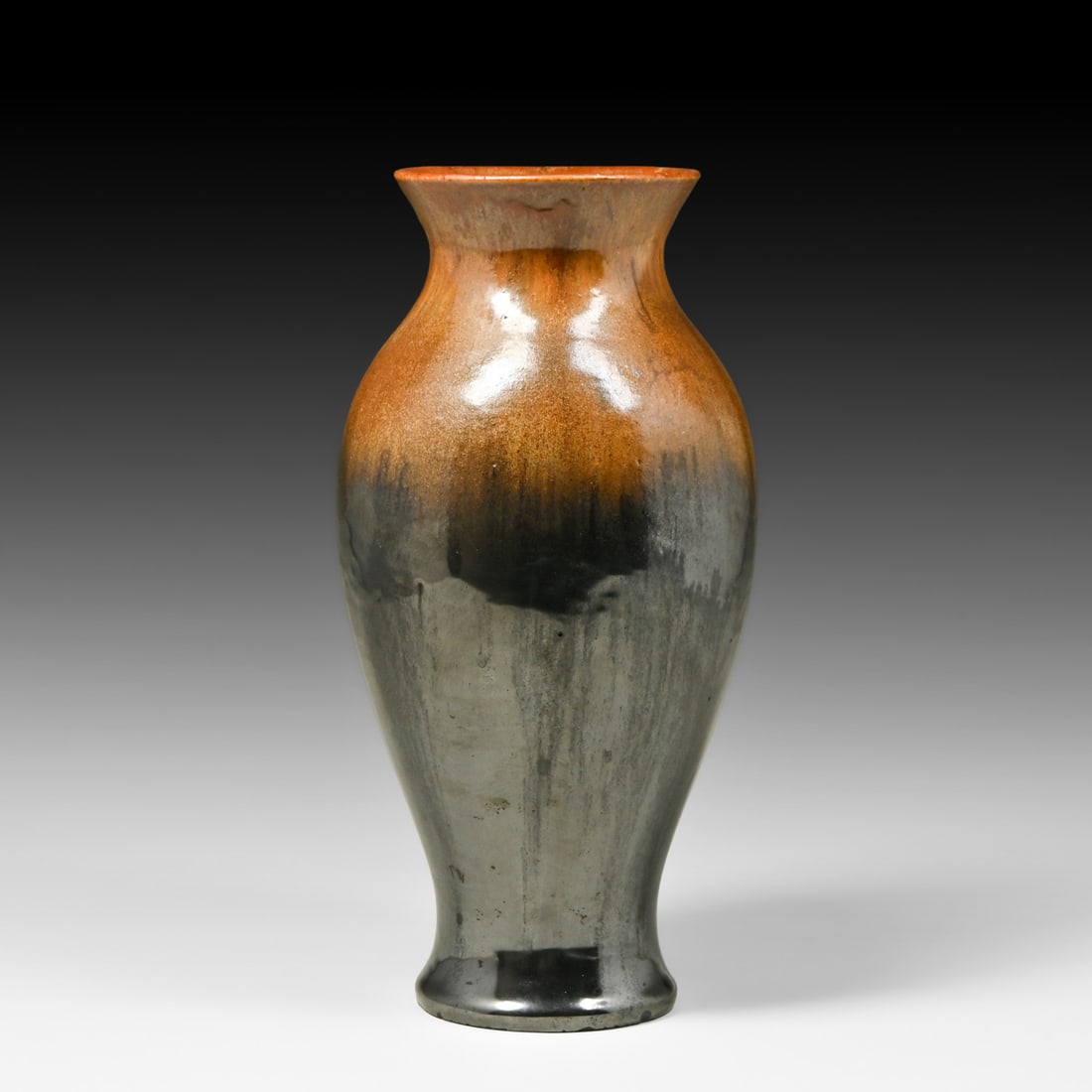 Fulper Pottery Copperdust & Mirror Black Flambe Vase c1910s: Fulper Pottery Copperdust & Mirror Black Flambe Vase c1910s. Signed. Perfect condition. 13.5"h x 6.5"d FREE NATIONWIDE SHIPPING Free Nationwide Shipping within the lower 48 states for all purchases
