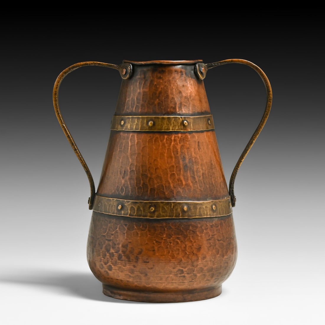 Grand Rapids Hammered Copper & Brass Two-Handled Vase c1910 (1 of 5)