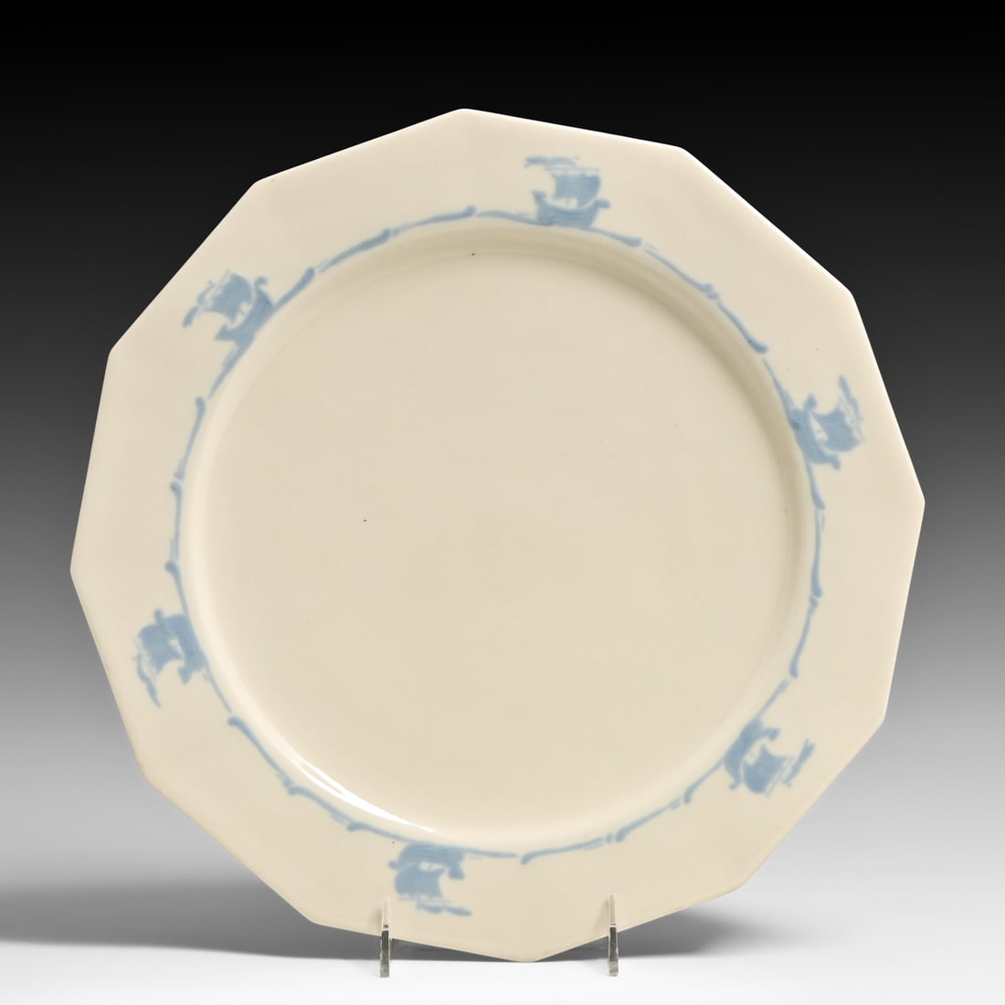 Rookwood Blue Galleon Dinnerware Plate c1920s: Rookwood Blue Galleon Dinnerware Plate c1920s. Signed. X'd otherwise perfect condition. 13.5"d FREE NATIONWIDE SHIPPING Free Nationwide Shipping within the lower 48 states for all purchases at our