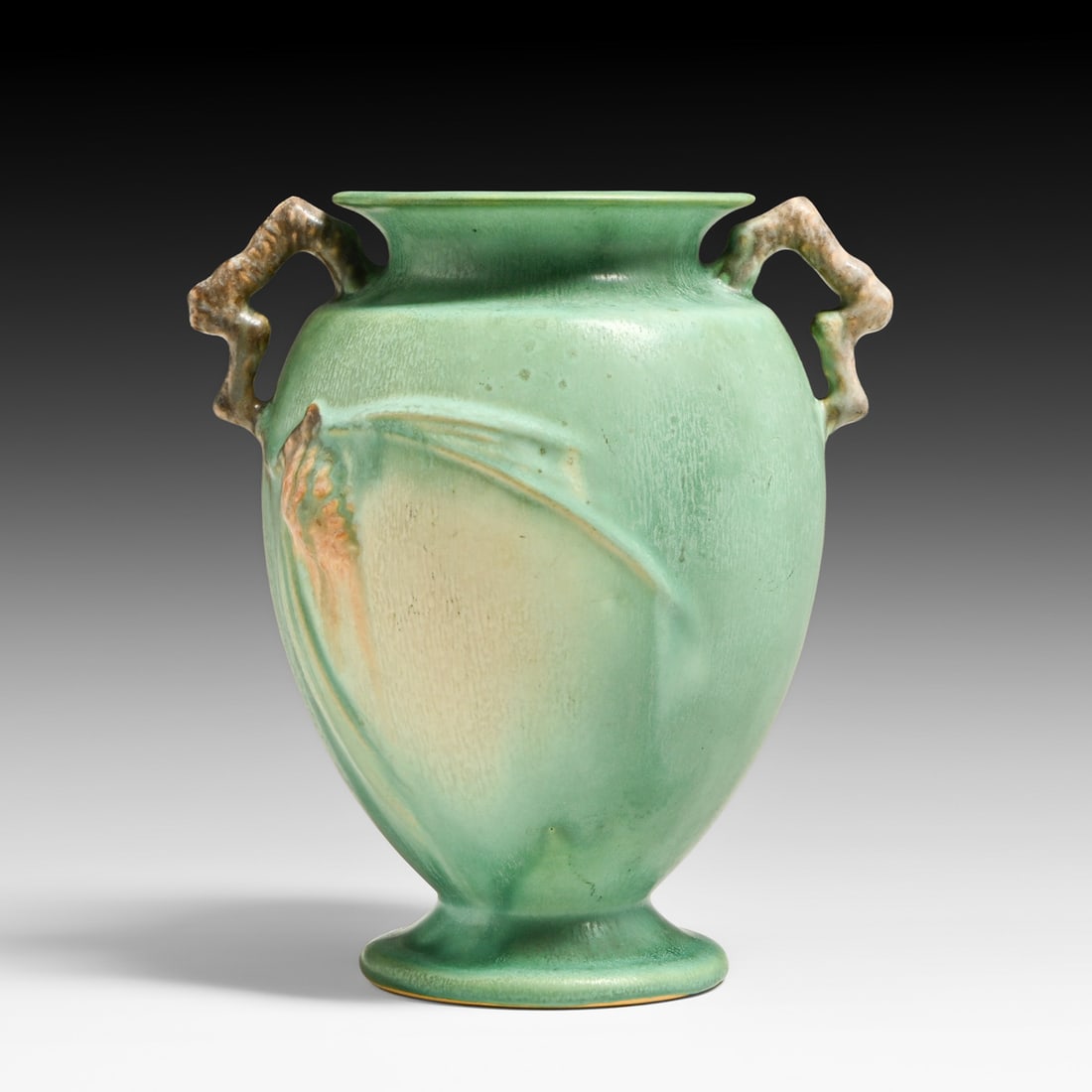 Roseville Pottery #844 Green Pinecone Two-Handled Vase c1930s (1 of 6)