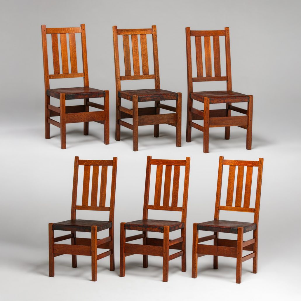 Gustav Stickley #350 Set of 6 Dining Chairs c1912-1915 (1 of 7)