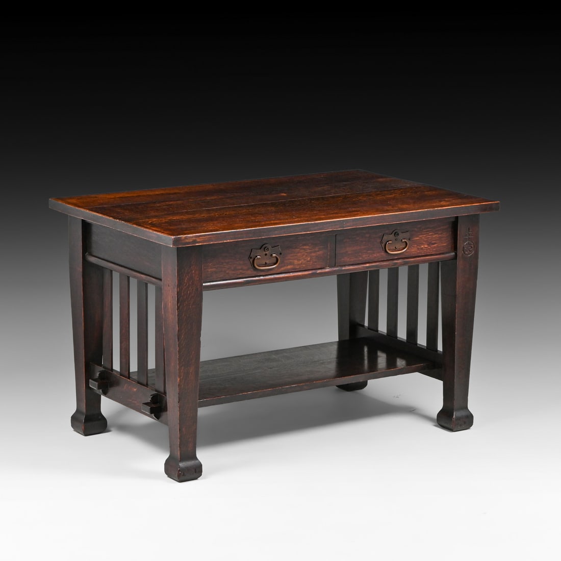 Roycroft Oak Two-Drawer Library Table c1910 (1 of 5)