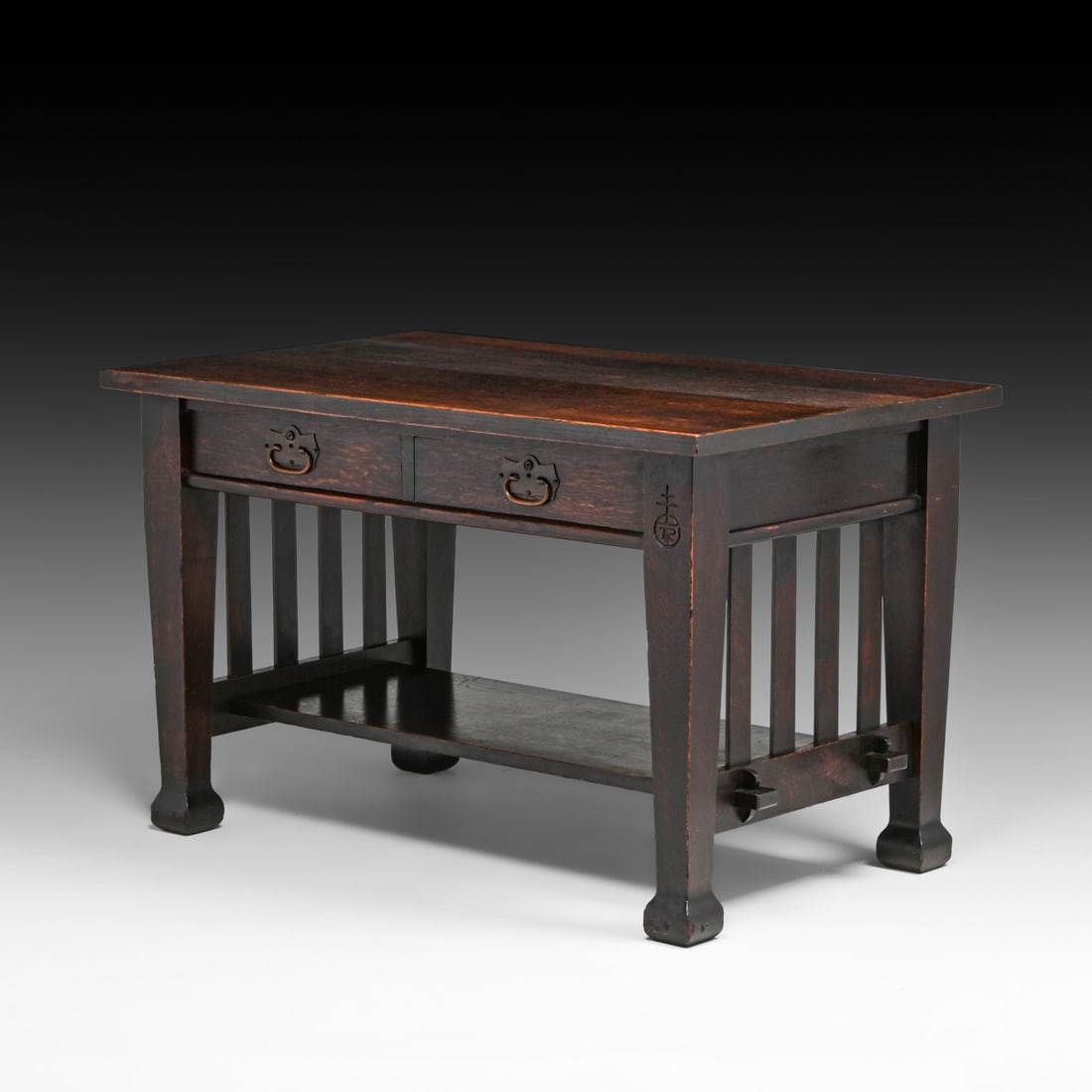 Roycroft Oak Two-Drawer Library Table c1910 - 2