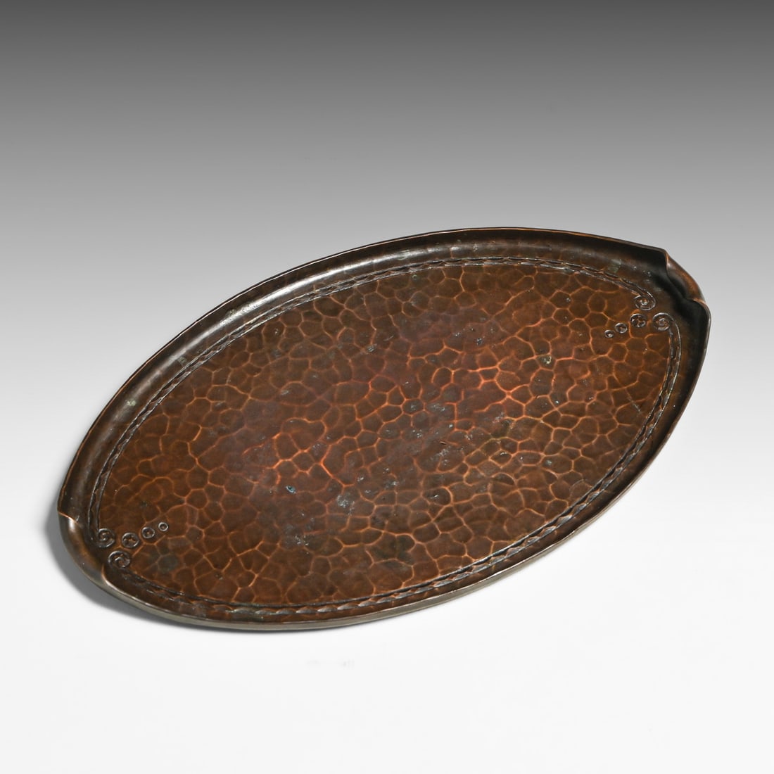 Roycroft Hammered Copper Oval Tray c1915 - 2