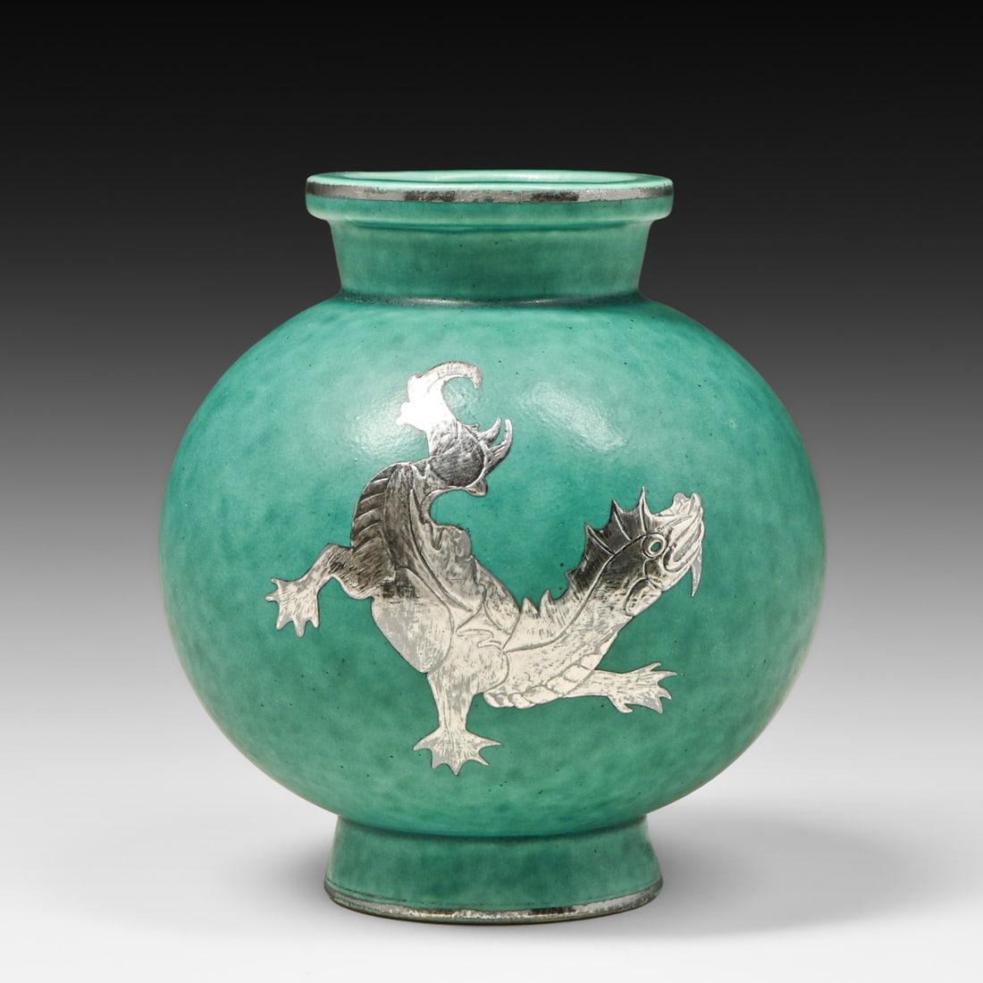 Gustavsberg - Wilhelm Kage "Argenta" Stoneware Sea Dragon Vase 1948 (1 of 6)
