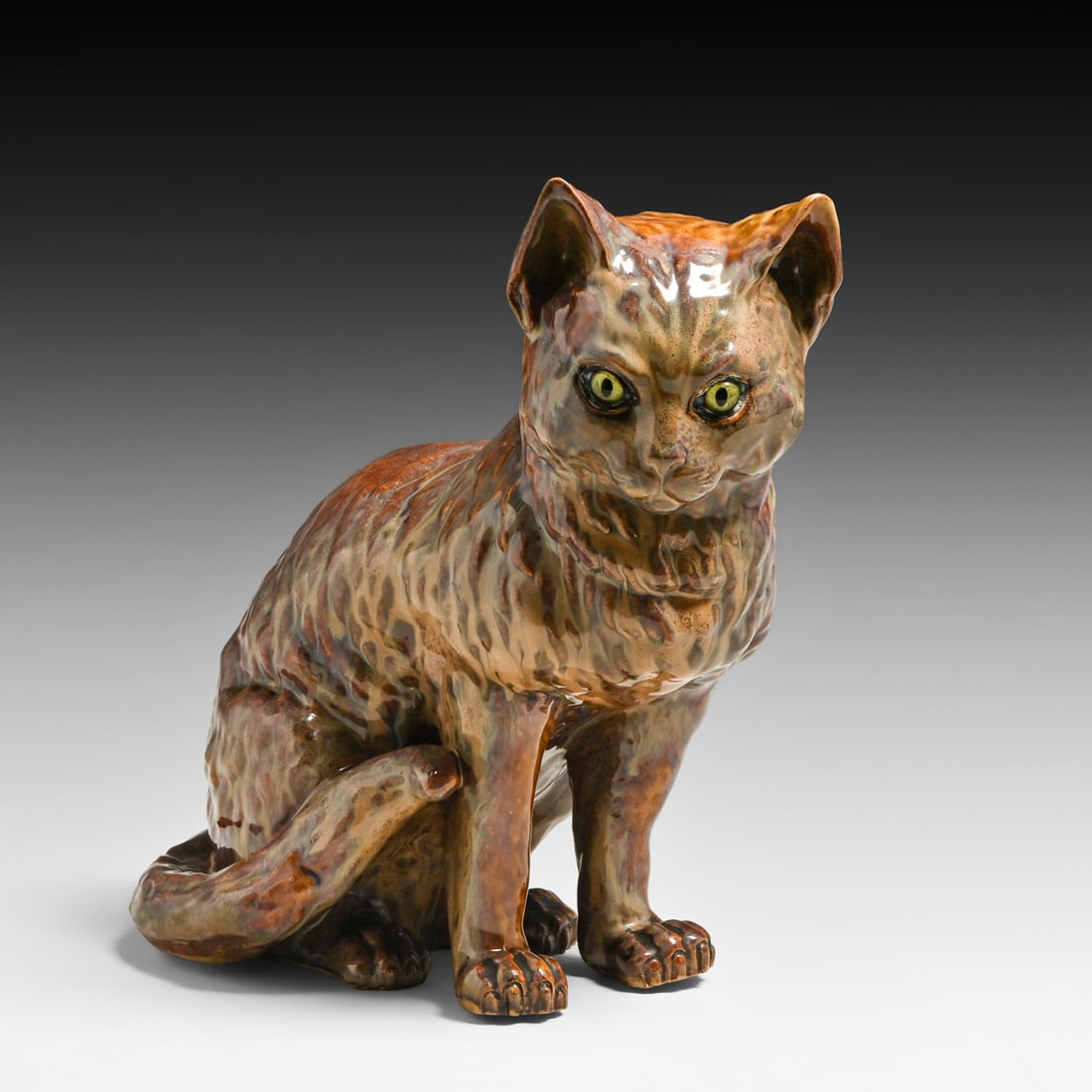 Charles Virion (1865–1946) Grès de Rambervillers Ceramic Figural Cat c1920s (1 of 7)