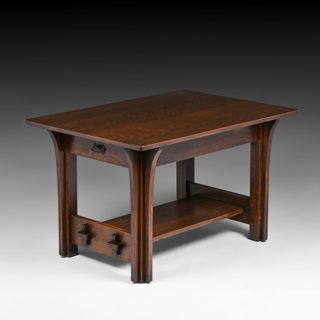 Limbert Two-Drawer Long Corbels Library Table c1910 (1 of 6)