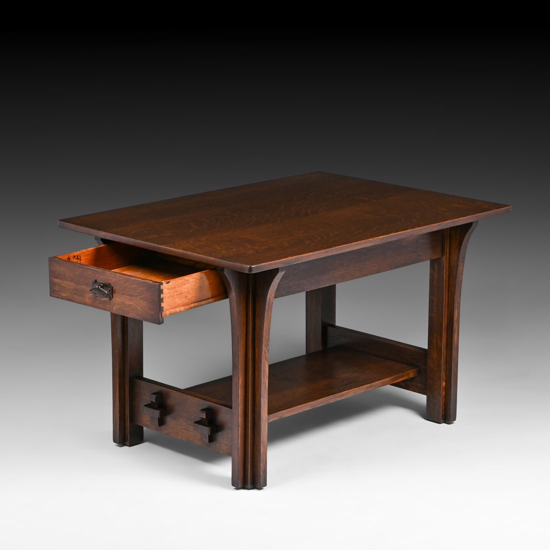 Limbert Two-Drawer Long Corbels Library Table c1910 - 2