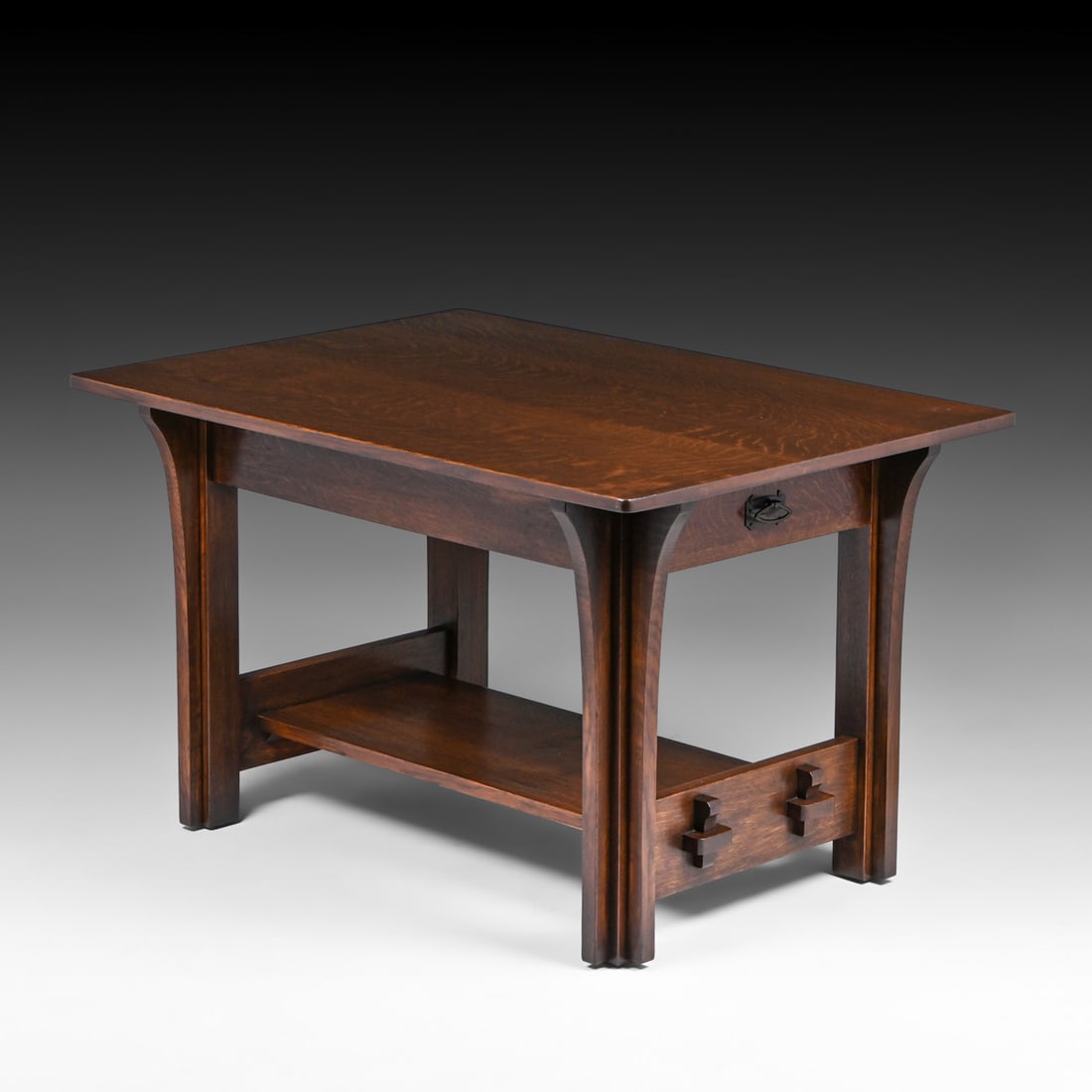 Limbert Two-Drawer Long Corbels Library Table c1910 - 3