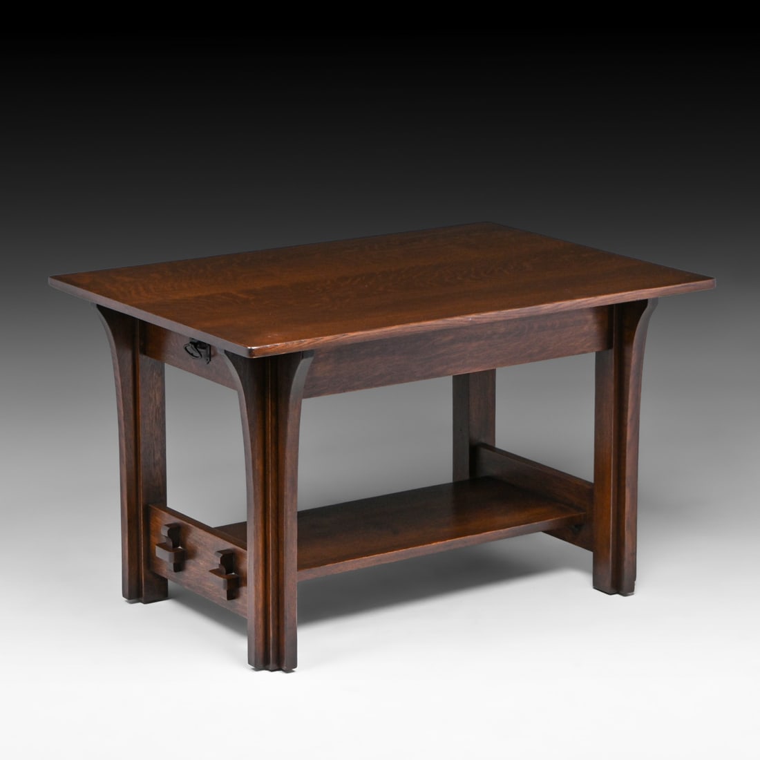 Limbert Two-Drawer Long Corbels Library Table c1910 - 4