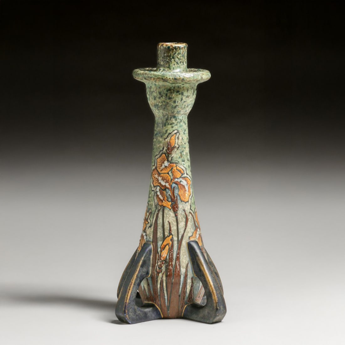 Amphora Pottery Art Nouveau Candlestick c1900: Amphora Pottery Art Nouveau Candlestick c1900. Signed. Slight rubs to decorative paint, otherwise perfect condition. 14"h x 7.25"d FREE NATIONWIDE SHIPPING Free Nationwide Shipping within the lower