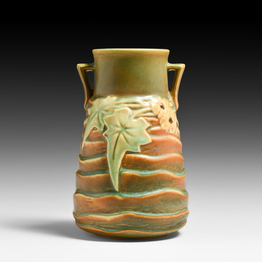 Roseville Pottery #683 Luffa Two-Handled Vase 1934: Roseville Pottery #683 Luffa Two-Handled Vase 1934. Signed. Perfect condition. 6.5"h x 4"w FREE NATIONWIDE SHIPPING Free Nationwide Shipping within the lower 48 states for all purchases at our Two-Day