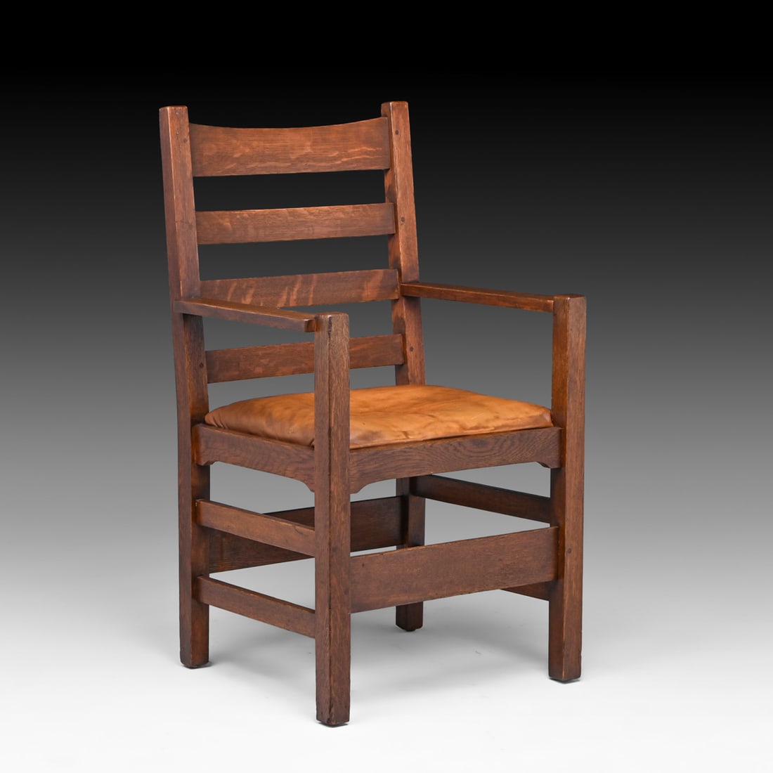 Early Gustav Stickley #1297 Armchair c1903: Early Gustav Stickley #1297 Armchair c1903. Signed. Excellent original finish. Rock solid sturdy. 39.75"h x 23.5"w x 20"d FREE NATIONWIDE SHIPPING Free Nationwide Shipping within the lower 48 states f