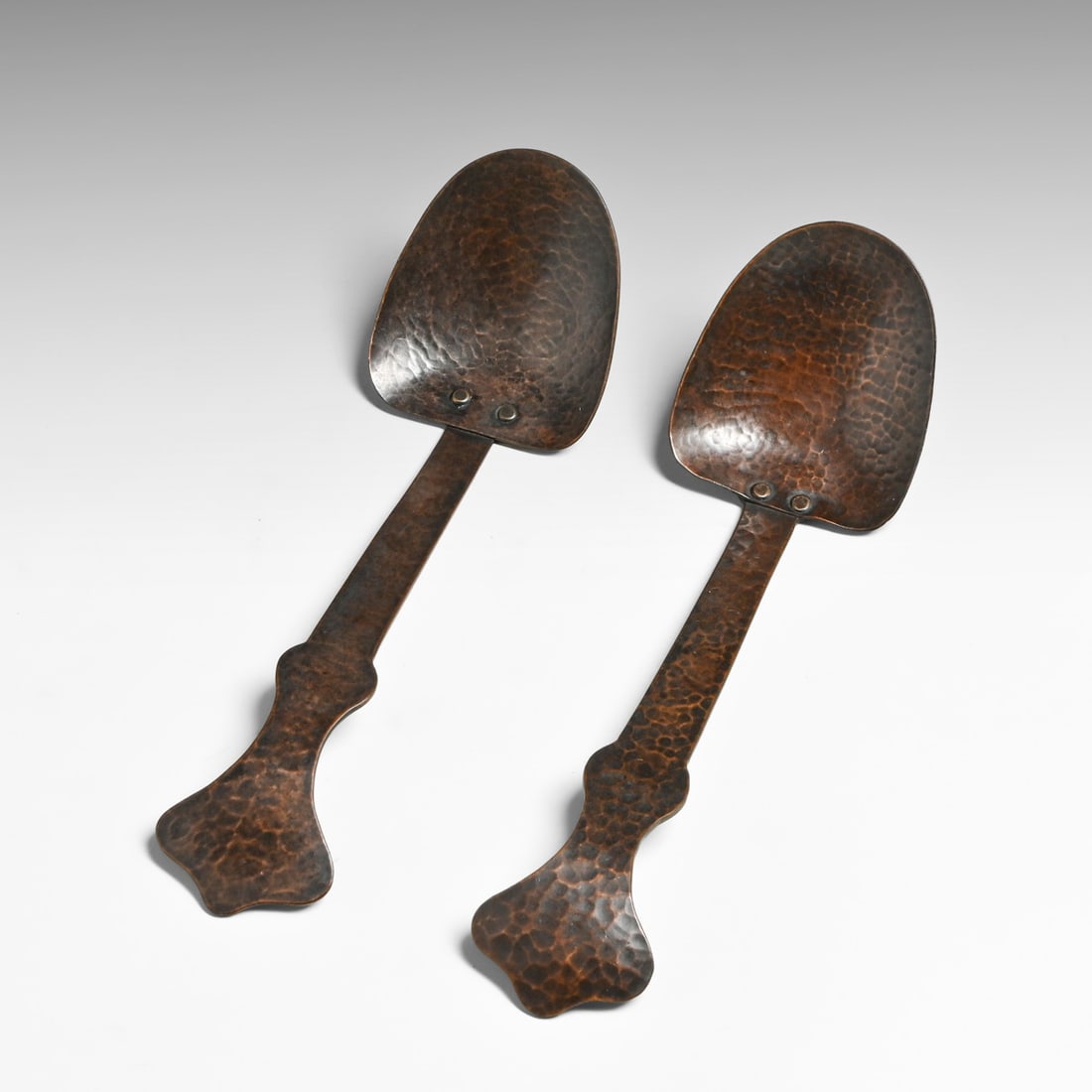 Falick Novick - Chicago Hammered Copper Two Serving Spoons c1910s - 4