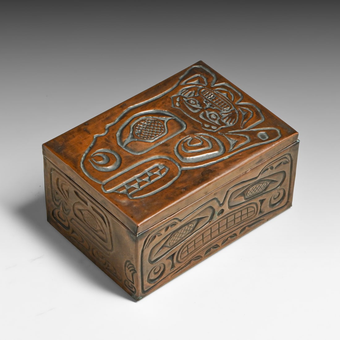 Northwest Coast Embossed Copper Box c1980s (1 of 8)
