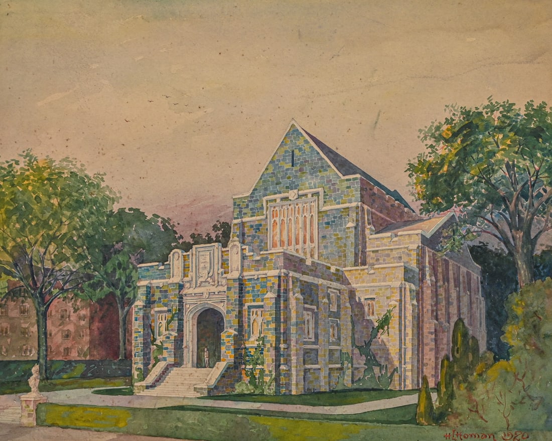 Harry Elmer Homan (1889-1940) Watercolor Gardner Hall (Now College Hall at Endicott College),: Harry Elmer Homan (1889-1940) Watercolor Gardner Hall (Now College Hall at Endicott College), Beverly, MA 1920. Signed. Unframed. Excellent condition. 16.25"h x 20.25"w Painted in 1920, this artwork