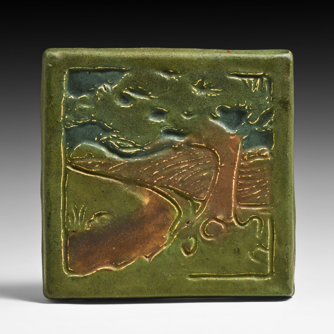 Early Minneapolis Handicraft Guild - Ernest Batchelder Design Monterey Cypress Tile c1905-1909: Early Minneapolis Handicraft Guild - Ernest Batchelder Design Monterey Cypress Tile c1905-1909. Between 1905 and 1909, Ernest Batchelder directed the Minneapolis Handicraft Guild summer school, testin