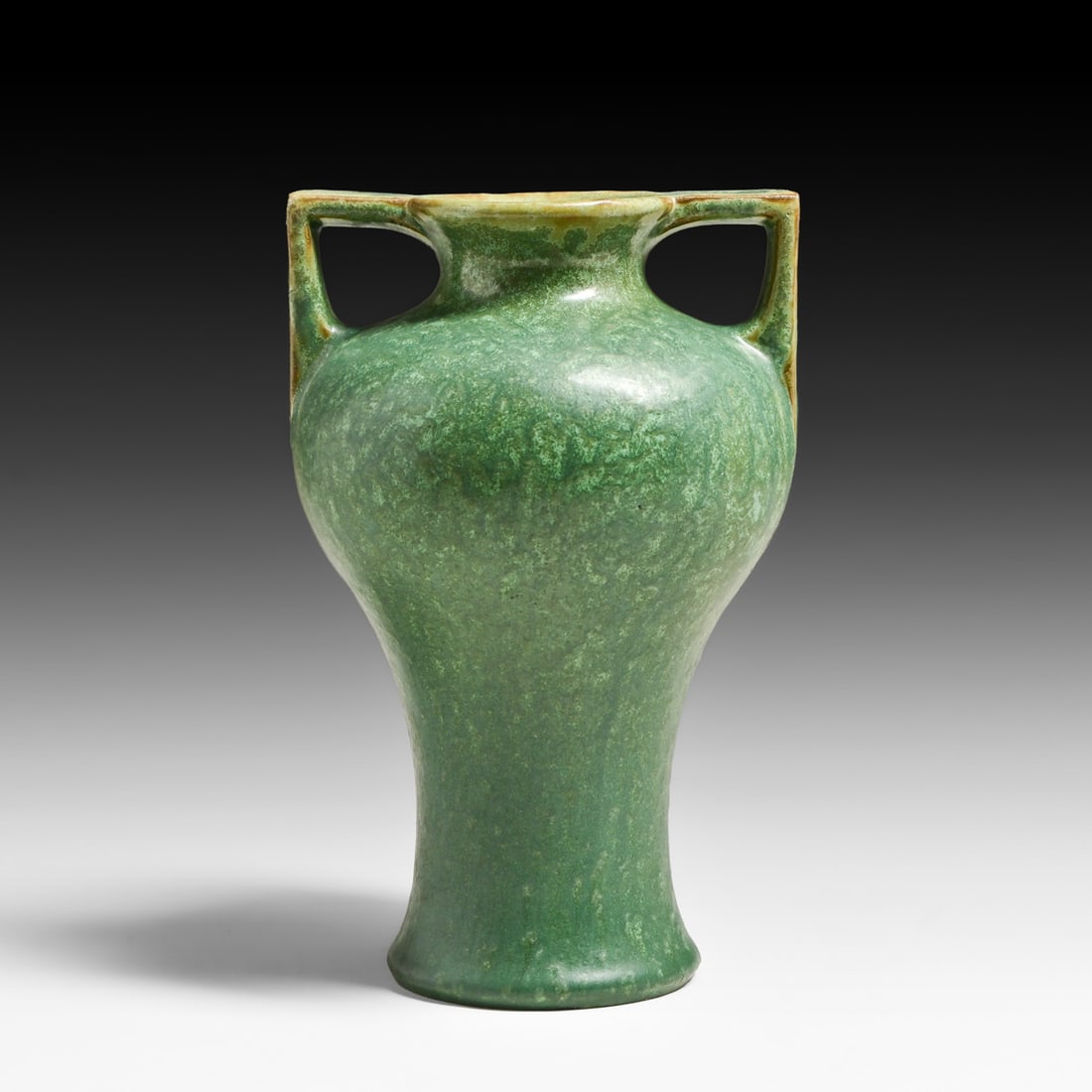 Fulper Pottery Mottled Green Two-Handled Vase c1917-1920 (1 of 5)