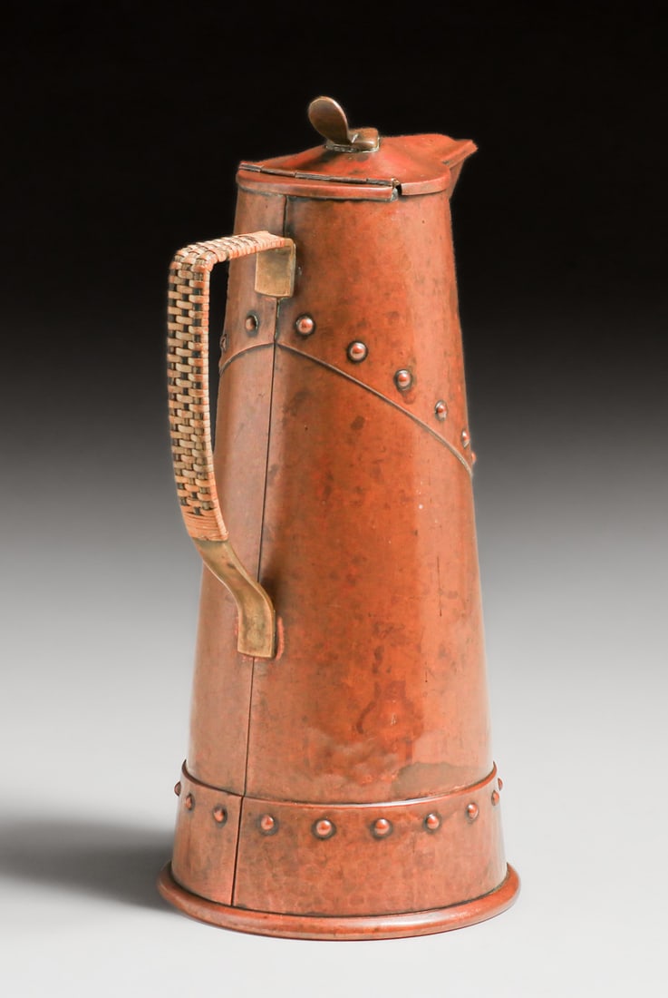 WMF - German Hammered Copper Riveted Pitcher c1905 - 3