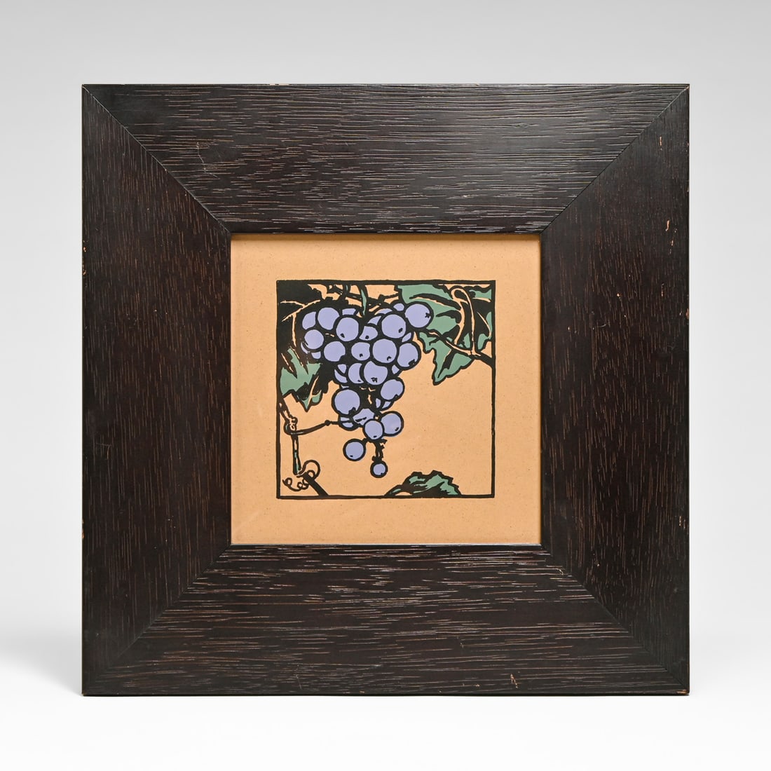 Arts & Crafts Period Grapes Color Woodcut c1910: Arts & Crafts Period Grapes Color Woodcut c1910. Unsigned. Excellent condition. 6.5" x 6.5". Frame 12.75"h x 12.75"w FREE NATIONWIDE SHIPPING Free Nationwide Shipping within the lower 48 states for al