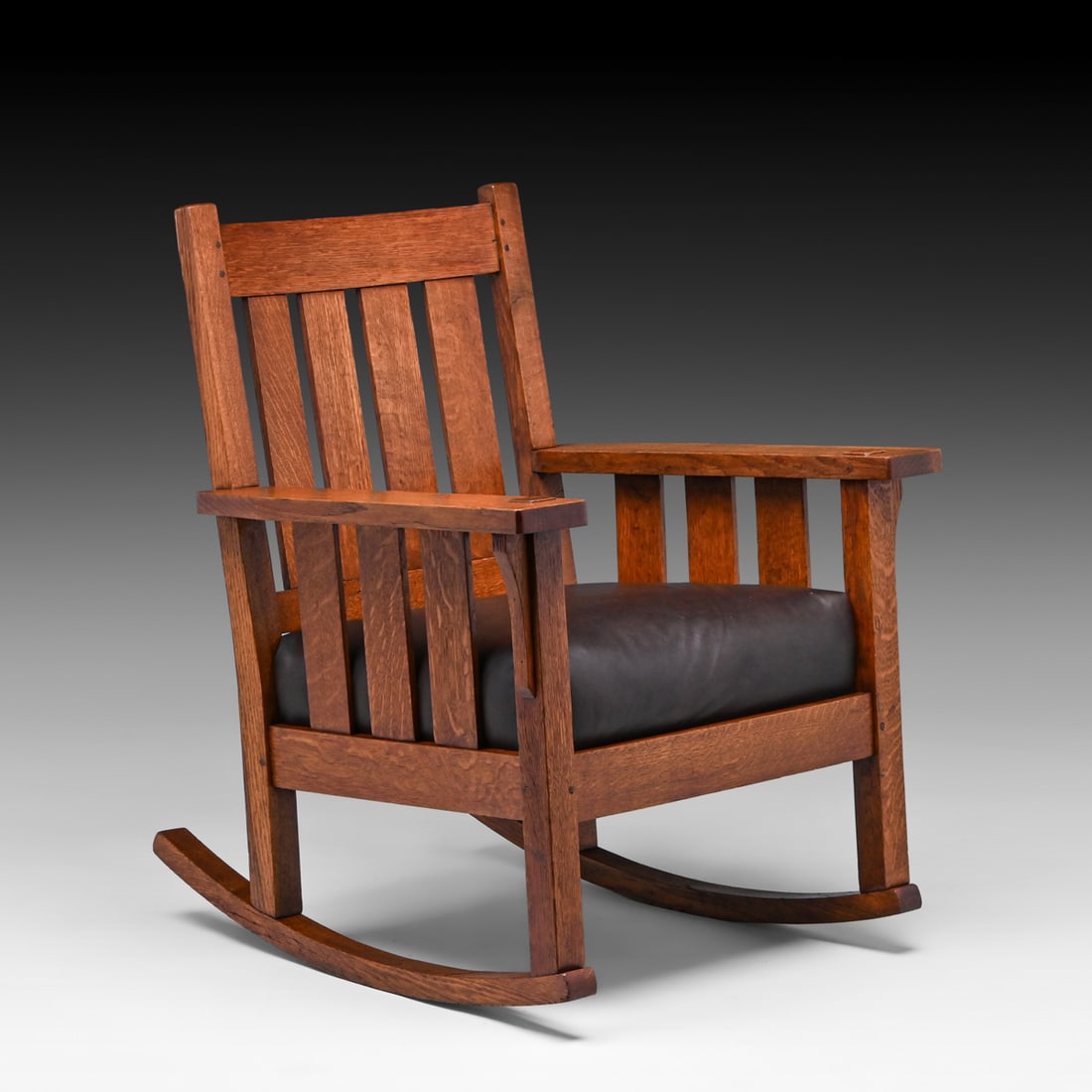 Grand Rapids Oak Slatted Rocker c1910: Grand Rapids Oak Slatted Rocker c1910. Unsigned. Excellent original finish. Very comfortable and sturdy. 35"h x 28"w x 30"d FREE NATIONWIDE SHIPPING Free Nationwide Shipping within the lower 48
