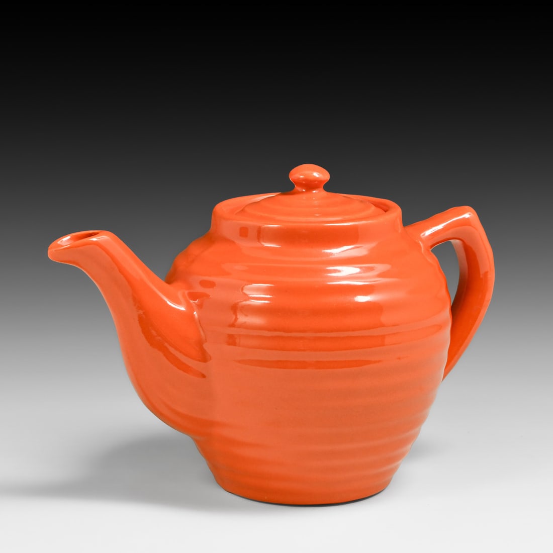Bauer Pottery #6 Orange Ringware Teapot c1930s - 2