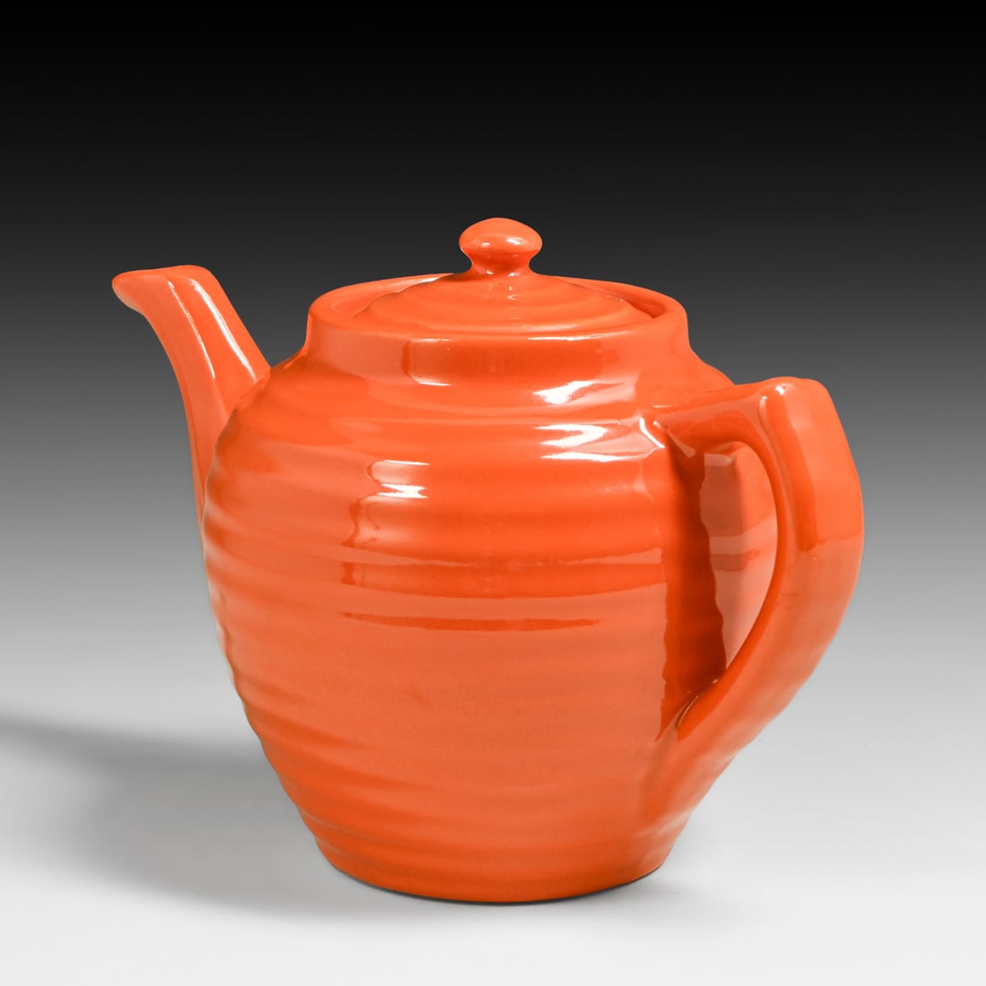 Bauer Pottery #6 Orange Ringware Teapot c1930s - 3