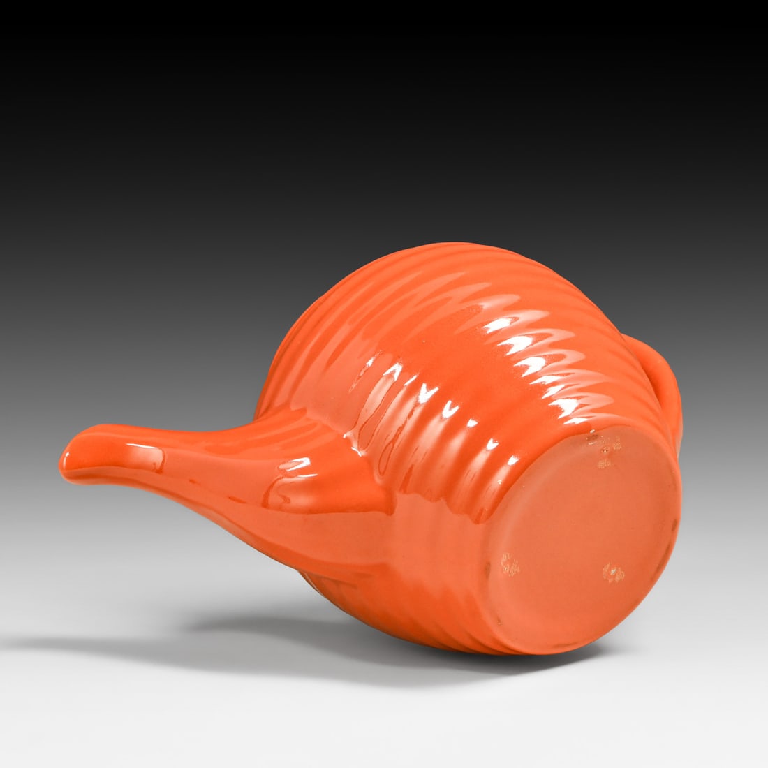 Bauer Pottery #6 Orange Ringware Teapot c1930s - 5
