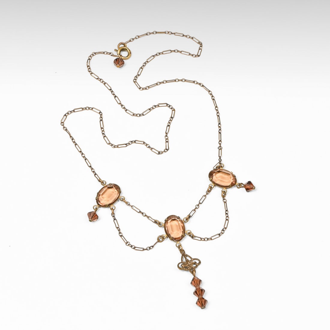 Art Nouveau Brass Champagne Glass Festoon Necklace c1900: Art Nouveau Brass Champagne Glass Festoon Necklace c1900. Unsigned. 10.5"d FREE NATIONWIDE SHIPPING Free Nationwide Shipping within the lower 48 states for all purchases at our Two-Day Auction. Smalle