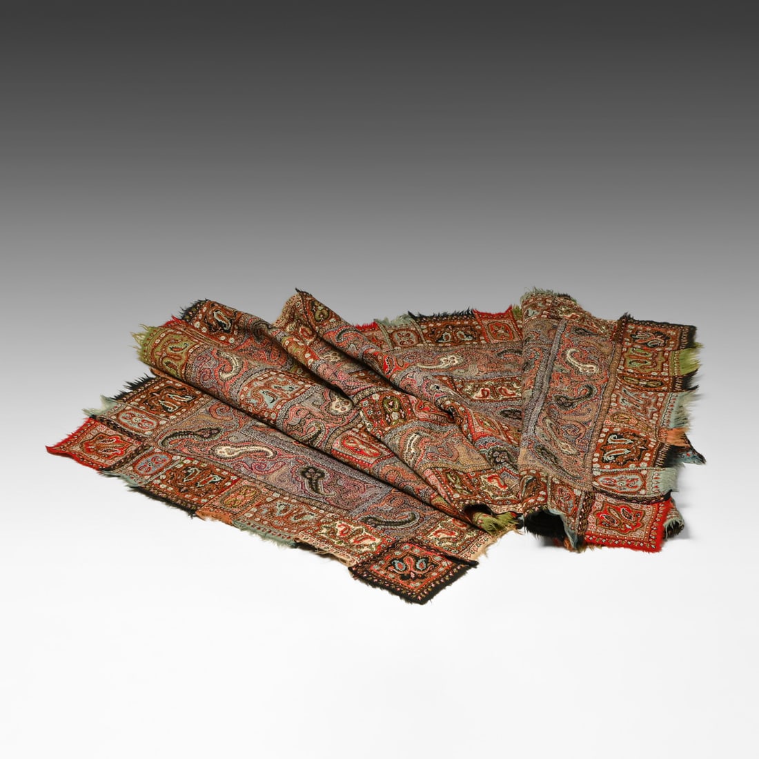 Early Kashmiri Hand-Woven Paisley Patchwork Textile Runner c19th Century: Early Kashmiri Hand-Woven Paisley Patchwork Textile Runner c19th Century. Exquisite pristine condition. 64.5" x 24.5" FREE NATIONWIDE SHIPPING Free Nationwide Shipping within the lower 48 states for a
