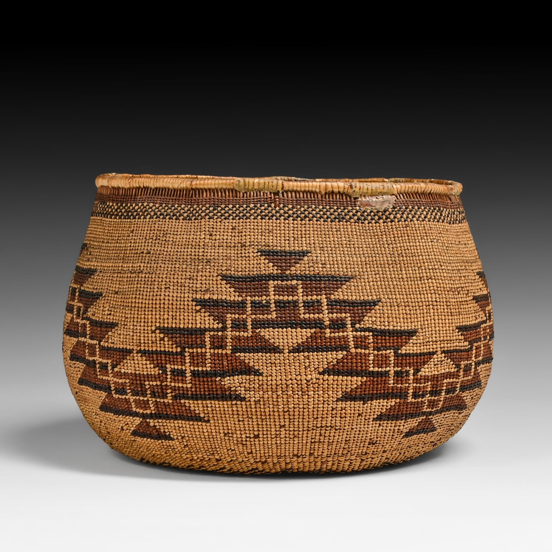 Klamath Twined Three-Color Geometric Cooking Basket c1900 (1 of 5)