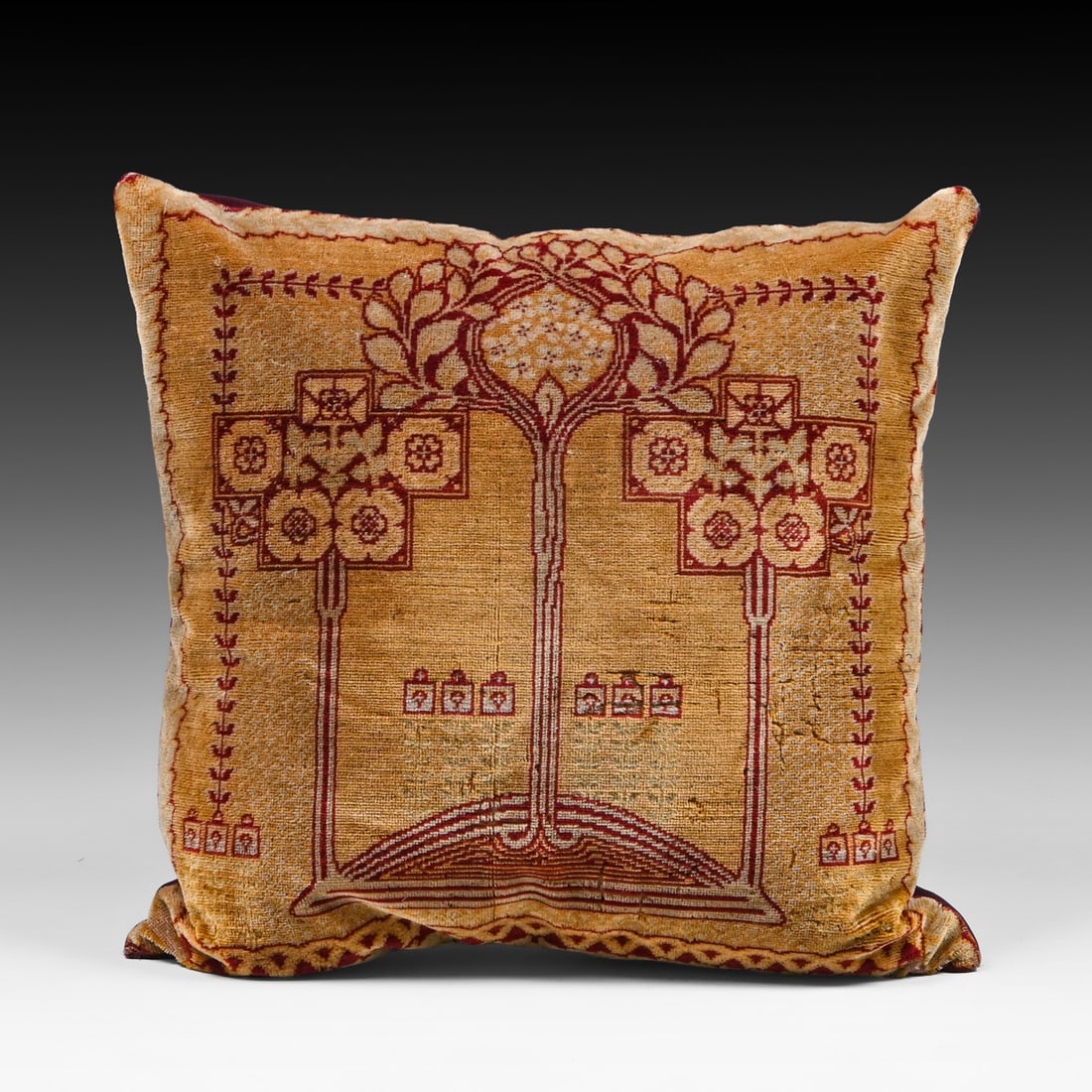 Viennese Secessionist Tree-of-Life Pillow c1910: Viennese Secessionist Tree-of-Life Pillow c1910. Unsigned. Excellent condition. 17.5"h x 19"w FREE NATIONWIDE SHIPPING Free Nationwide Shipping within the lower 48 states for all purchases at our Two-