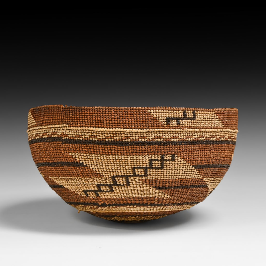 Klamath Twined Three-Color Polychrome Bowl Basket c1900 (1 of 3)