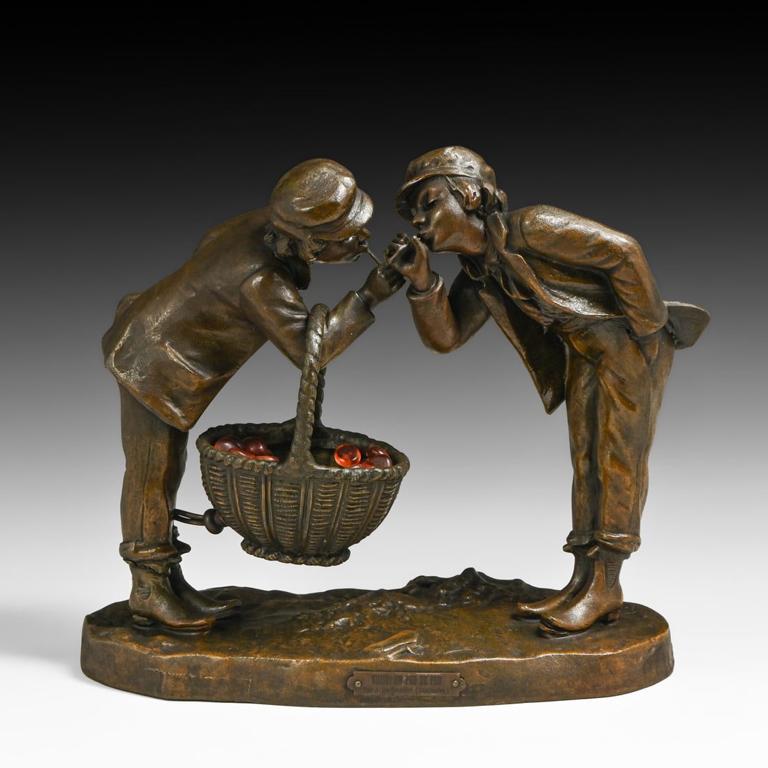 Aristide de Ranieri "Vieux! Un Peu de Feu" French Bronze Patinated Figural Lamp c1910: Aristide de Ranieri "Vieux! Un Peu de Feu" French Bronze Patinated Figural Lamp c1910. Signed. Excellent new patina. 10.75"h x 11.5"w x 5.5"d FREE NATIONWIDE SHIPPING Free Nationwide Shipping within t
