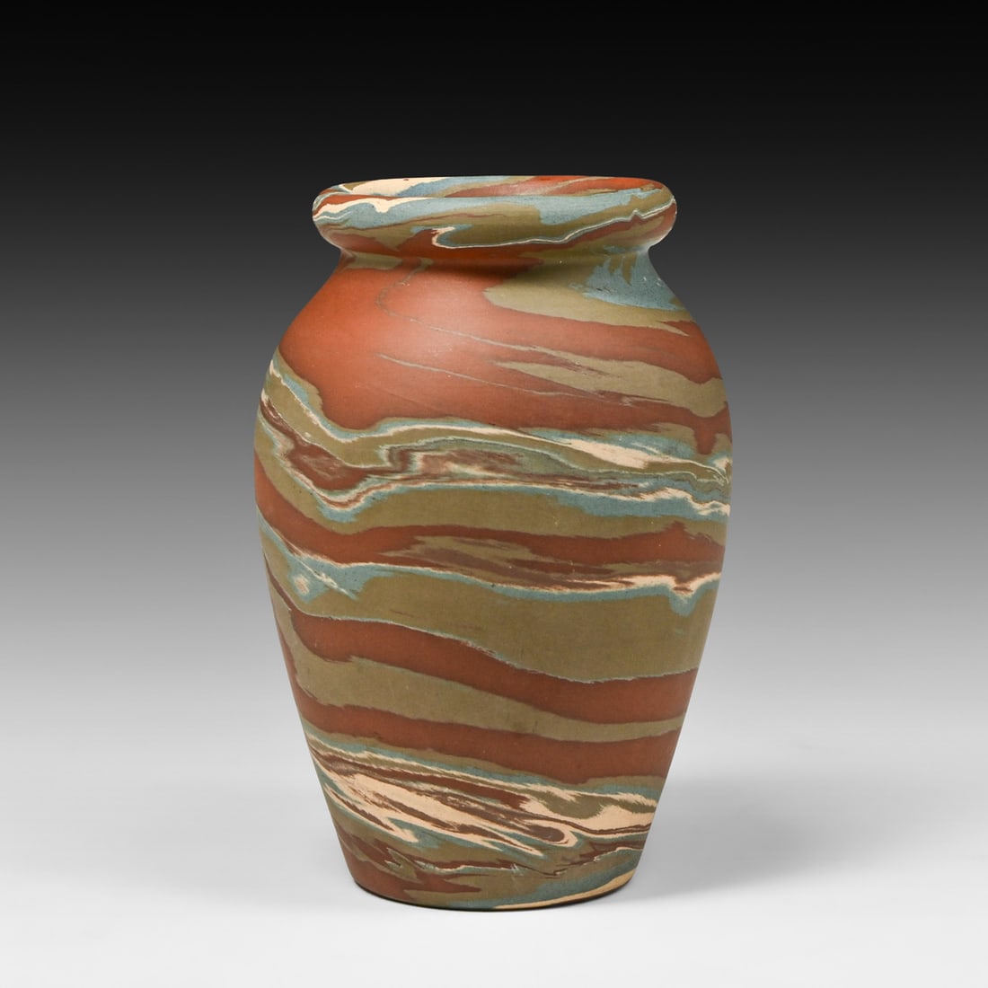 Niloak Pottery - Benton, AR Mission Swirl Ovoid Vase c1920s: Niloak Pottery - Benton, AR Mission Swirl Ovoid Vase c1920s. Signed. Perfect condition. 4.5"h x 3"d FREE NATIONWIDE SHIPPING Free Nationwide Shipping within the lower 48 states for all purchases at