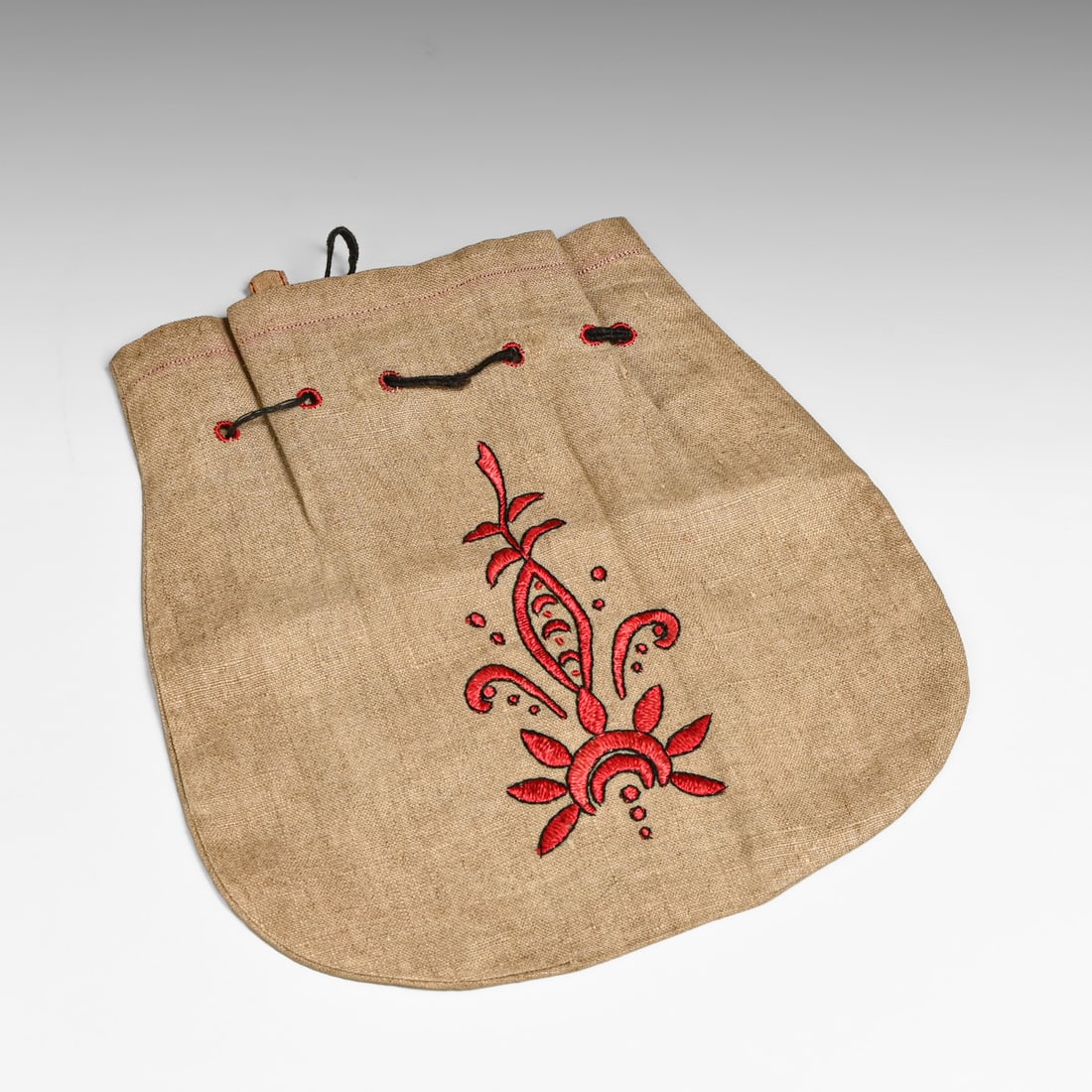 Arts & Crafts Period Hand Embroidered Linen Drawstring Bag c1910 (1 of 3)