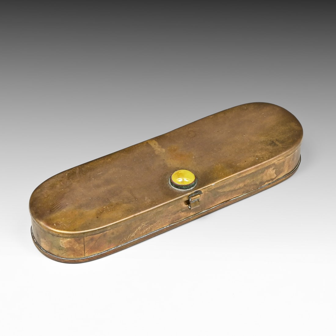 Arts & Crafts Brass & Cabochon Pen Box c1910: Arts & Crafts Brass & Cabochon Pen Box c1910. Unsigned. Aged patina. 6"w x 2.25"d x 0.75"h FREE NATIONWIDE SHIPPING Free Nationwide Shipping within the lower 48 states for all purchases at our