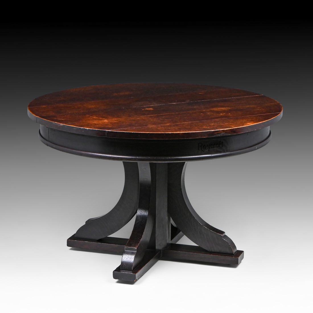 Roycroft Oak Pedestal Dining Table c1910 - 3