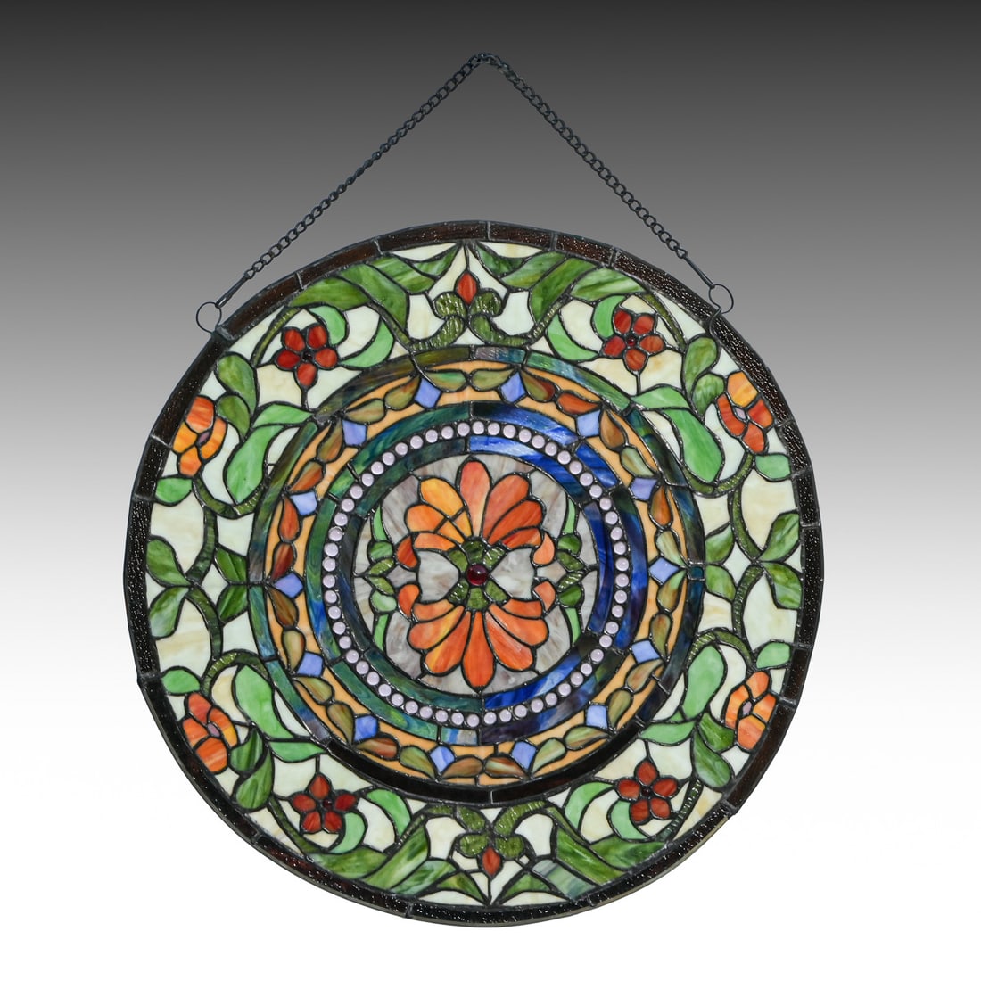 Antique Victorian Multi-Tiered Stained Glass Medallion Window Panel c1900 (1 of 4)