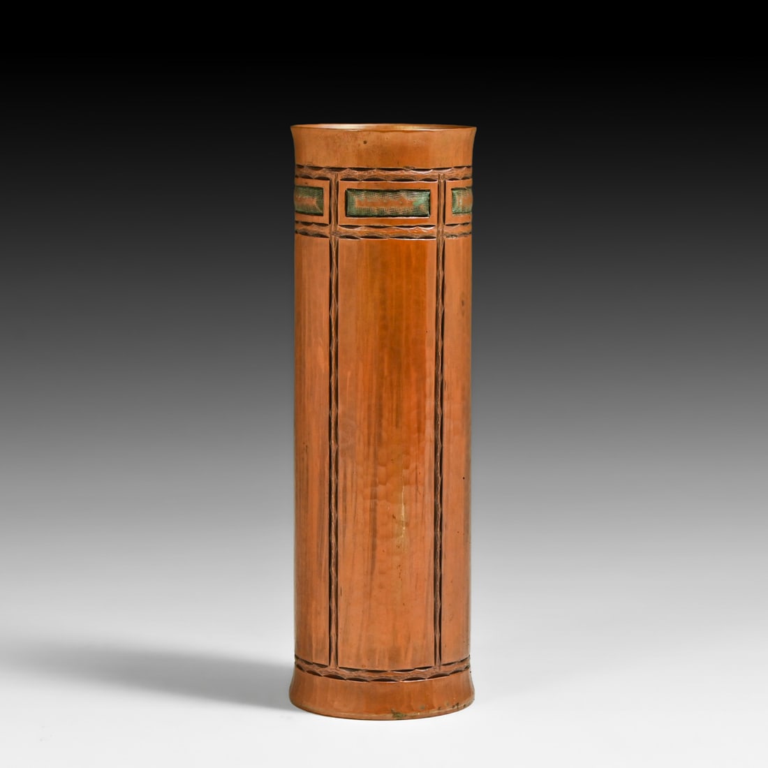 R.B. Reitz Handwrought Hammered Copper Cylinder Vase 2005