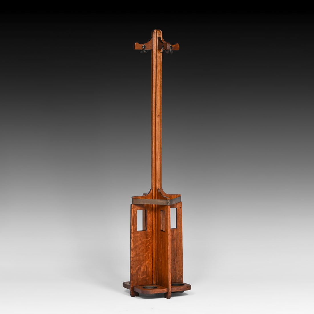 Limbert #227 Cutout Umbrella Stand Coatrack c1910 - 3