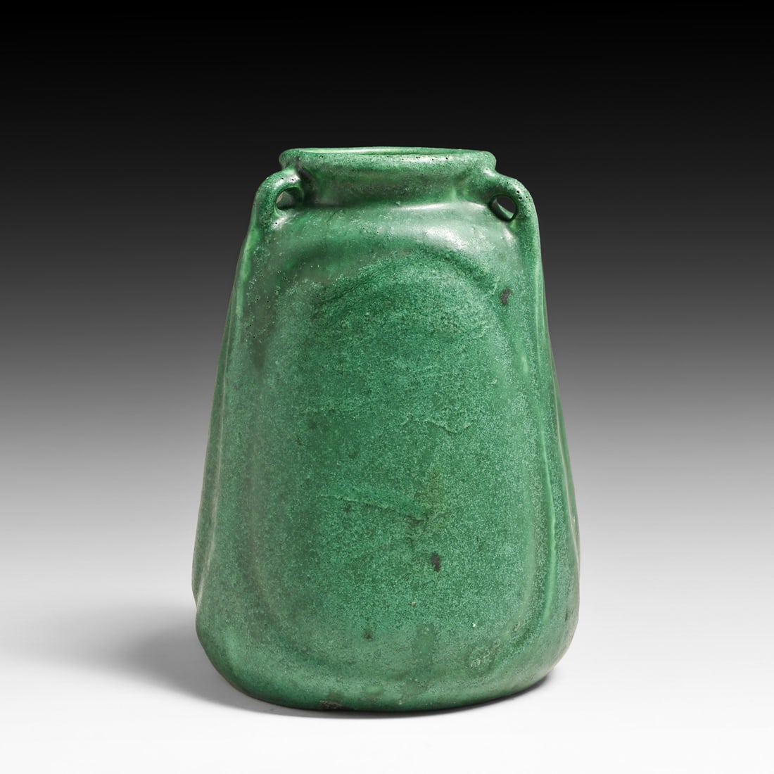 Arts & Crafts Period Matte green Vase c1910: Arts & Crafts Period Matte green Vase c1910. Although unsigned, this form was used by Gustav Stickley as a lamp base. Glaze bubbles throughout. Perfect condition. 6.75"h x 4.75"d FREE NATIONWIDE SHIPP
