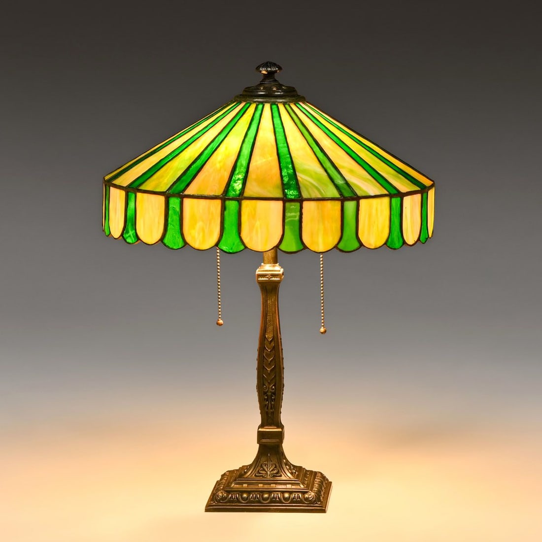 Wilkinson Green Geometric Leaded Glass Lamp c1910 (1 of 8)