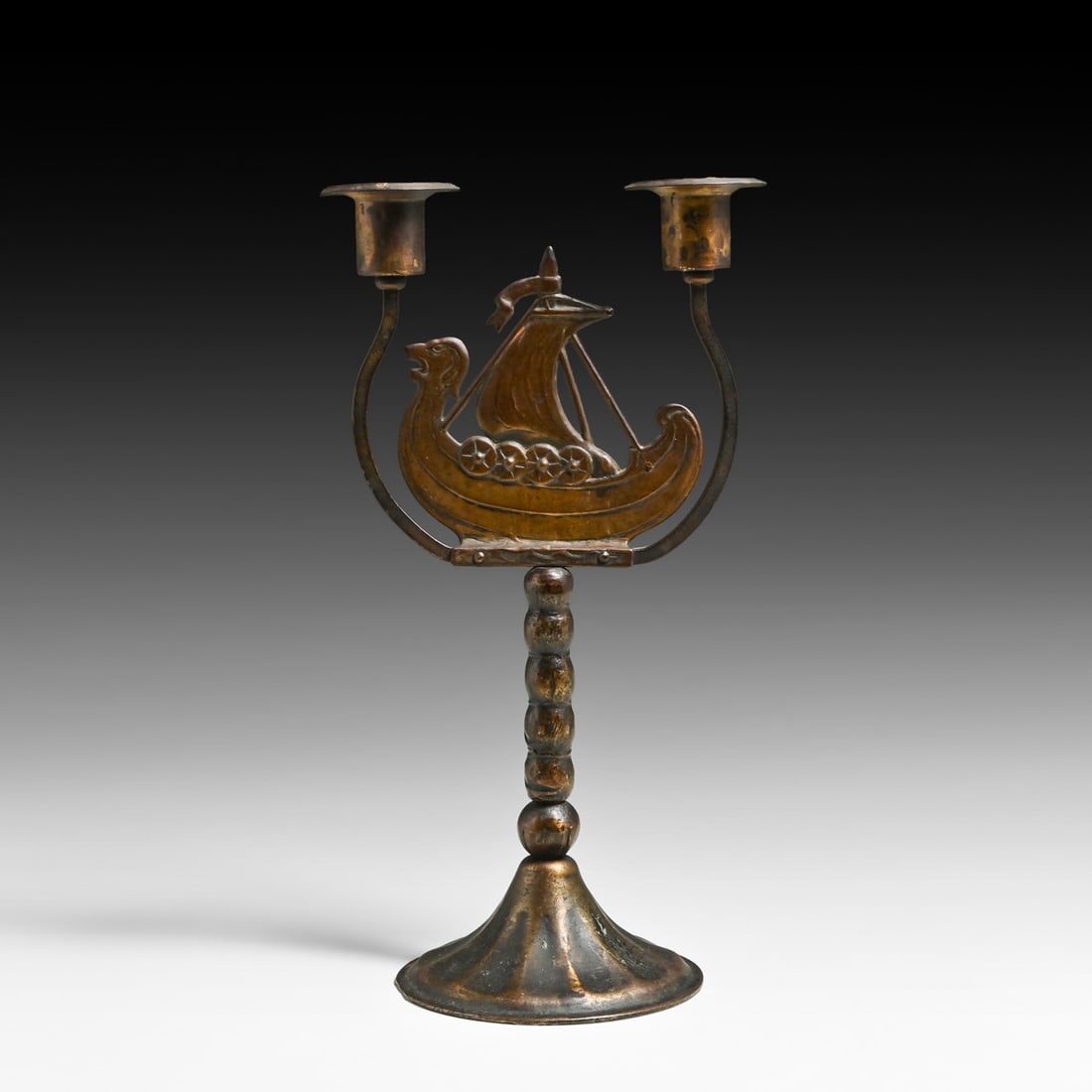 Goberg German Iron & Brass Double Candlestick c1905: Goberg German Iron & Brass Double Candlestick c1905. Signed. Excellent original patina. 12.25"h x 6.75"w FREE NATIONWIDE SHIPPING Free Nationwide Shipping within the lower 48 states for all purchases 
