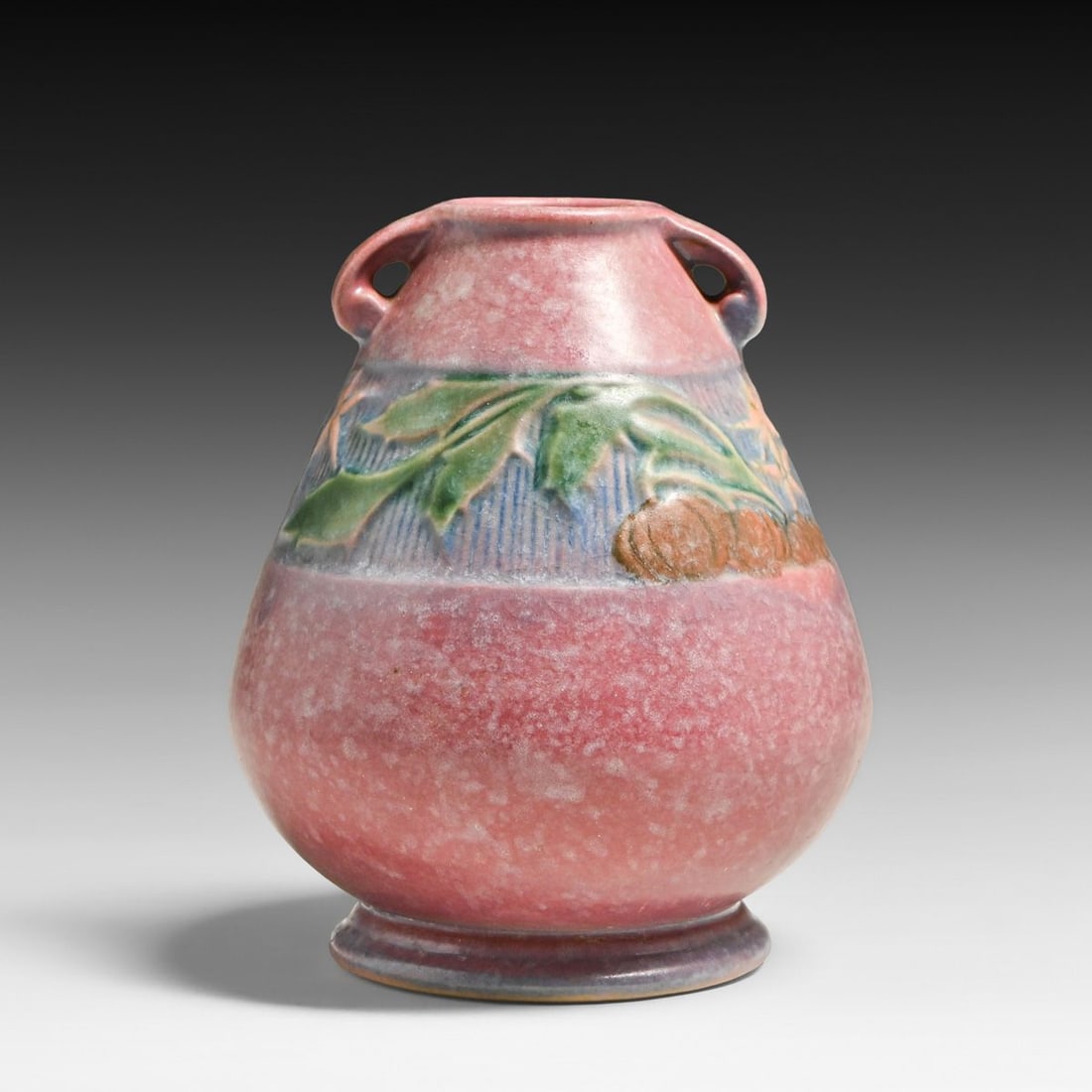 Roseville Pottery Pink Baneda Two-Handled Vase c1930s (1 of 5)